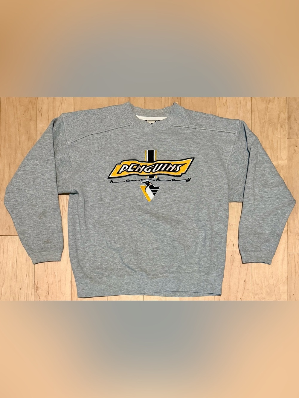 VTG 90s Pittsburgh Penguins STARTER V-Neck Pullover Sweatshirt Gray Men’s Large